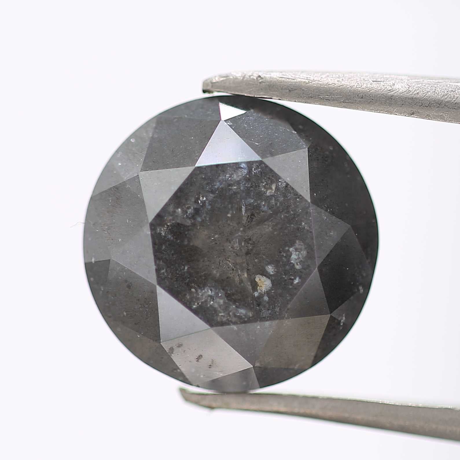 3.57 Carat Gray Salt and Pepper Round Brilliant Cut Natural Loose Diamond